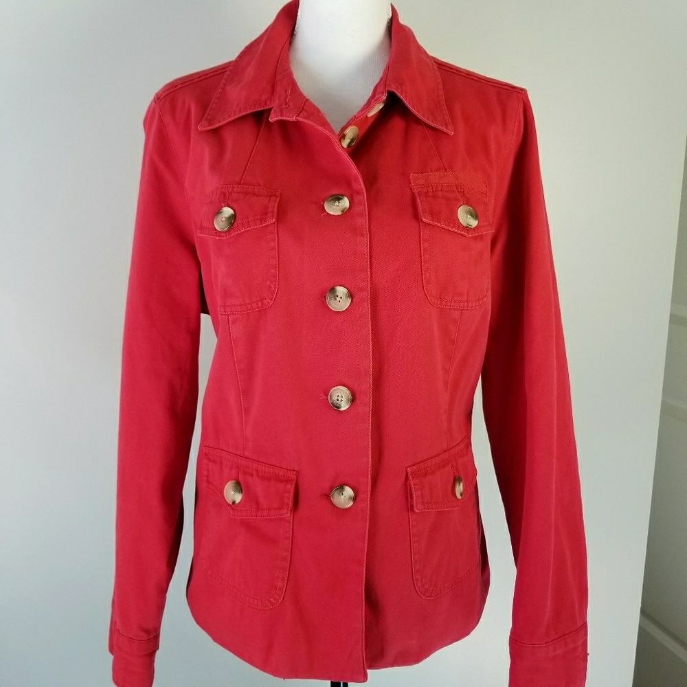 Isaac Mizrahi red cotton twill casual jacket